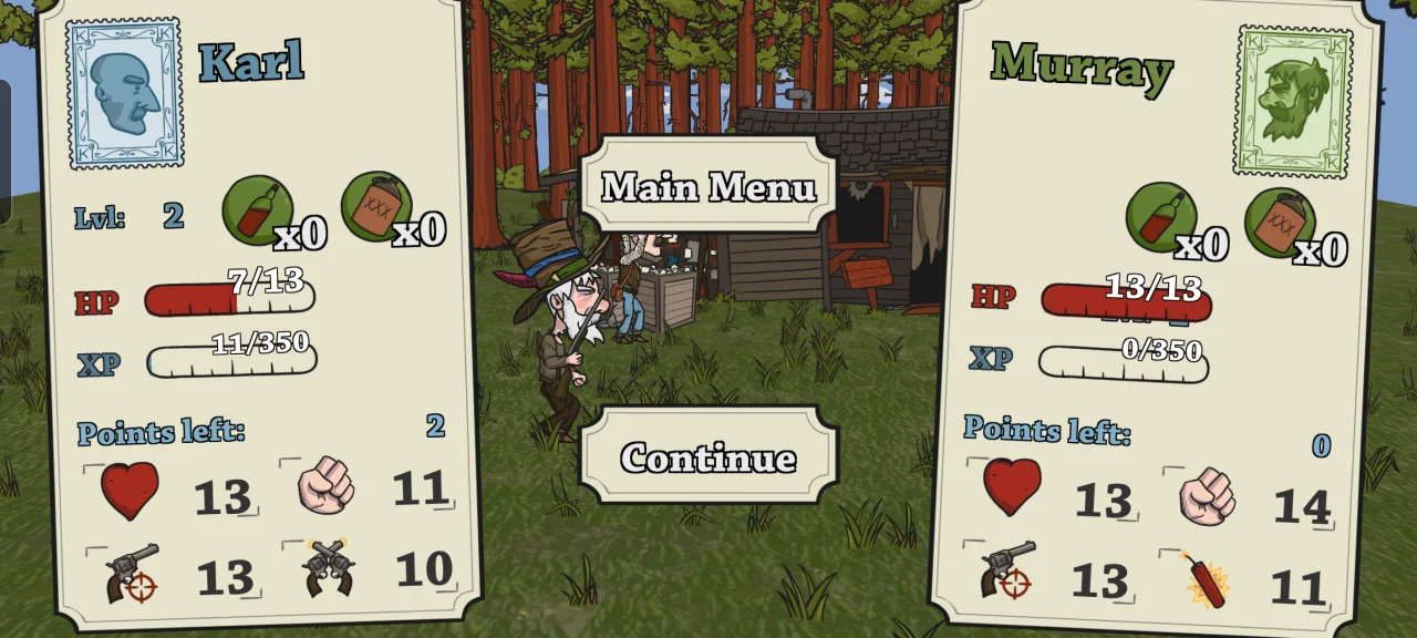 the stats screen for improving skills