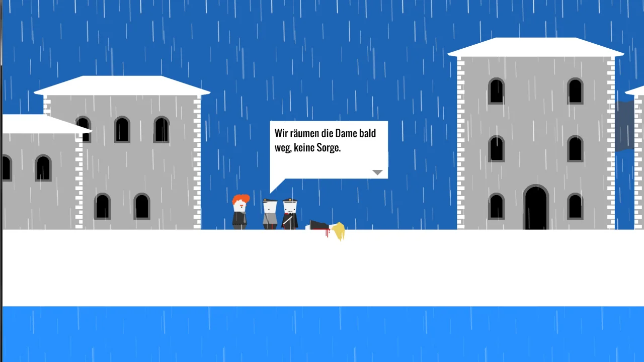 the first murder scene you encounter immediately when you enter the town